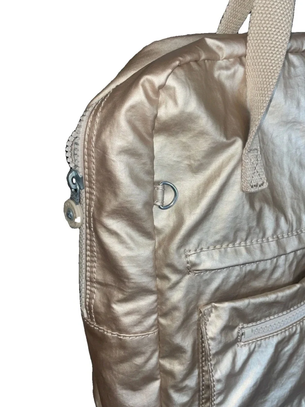 Kipling Audrie Metallic Nylon Diaper Backpack Travel Baby Bag Rose Gold